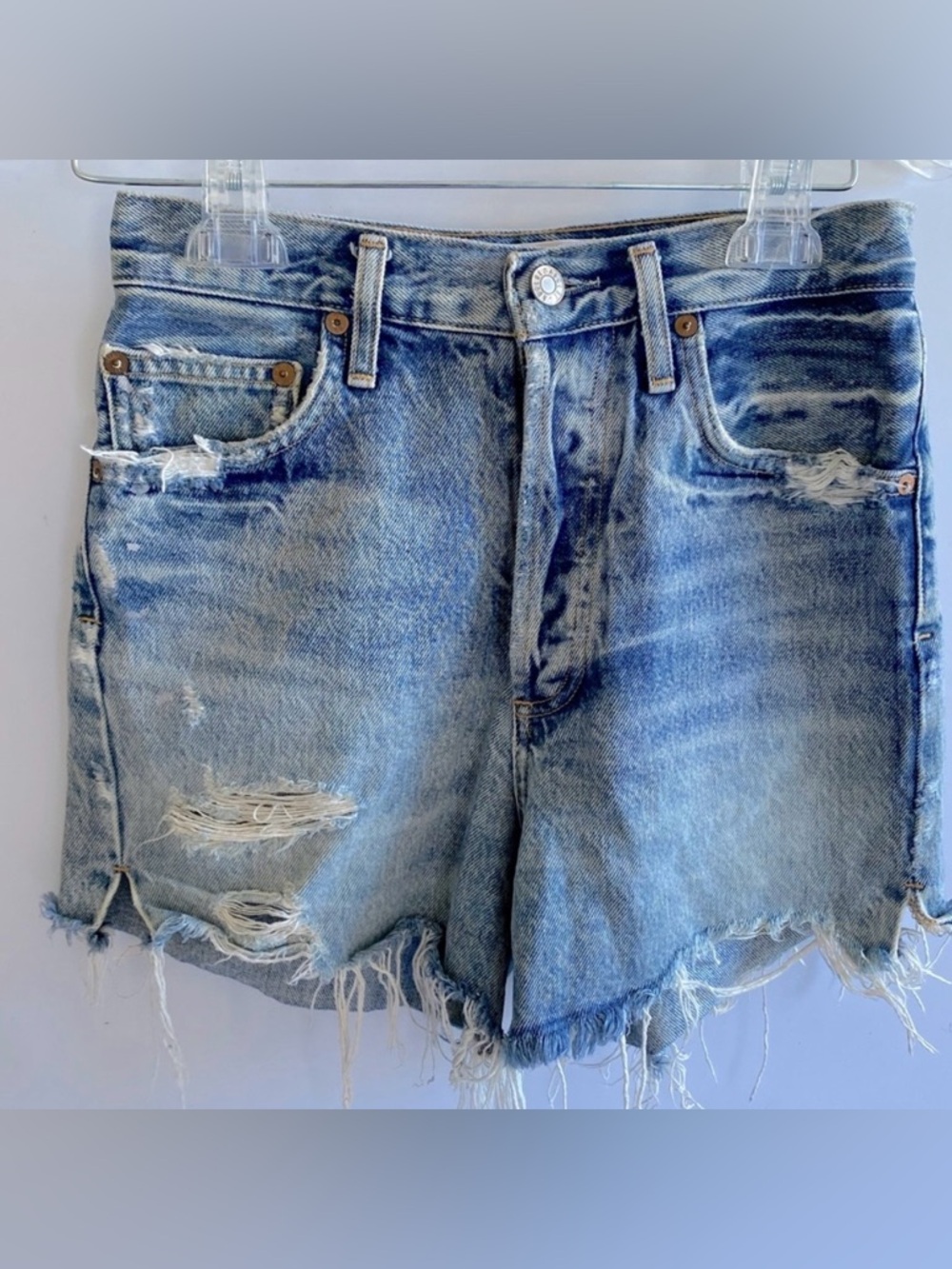 AGOLDE denim distressed shorts